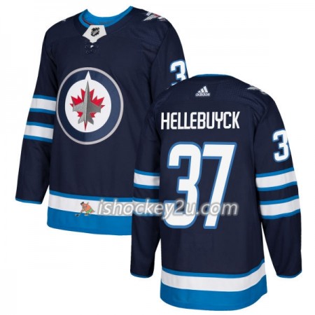 Mænd NHL Winnipeg Jets Trøje Connor Hellebuyck 37 Adidas 2017-2018 mørkeblå Authentic